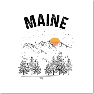 Maine State Vintage Retro Posters and Art